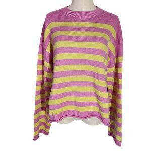 Velvet by Graham & Spencer Pink and Yellow Striped Sweater